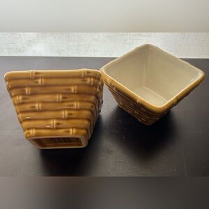 2 Home Studio, Monterey collection, bamboo theme, ceramic bowls. 4”x2.5”